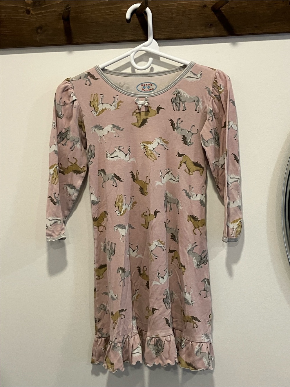 Sara's Prints Pink Horse-Print Girls' Nightgown